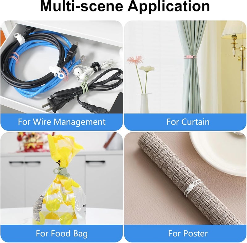 Oneleaf 30Pcs Cord Organizer, Silicone Cable Ties Reusable, Cord Ties for Electronics, Multipurpose Elastic Wire Ties, Travel Essentials for Cable Organizer, Wire Organizers for Fastening Cords - Image 5